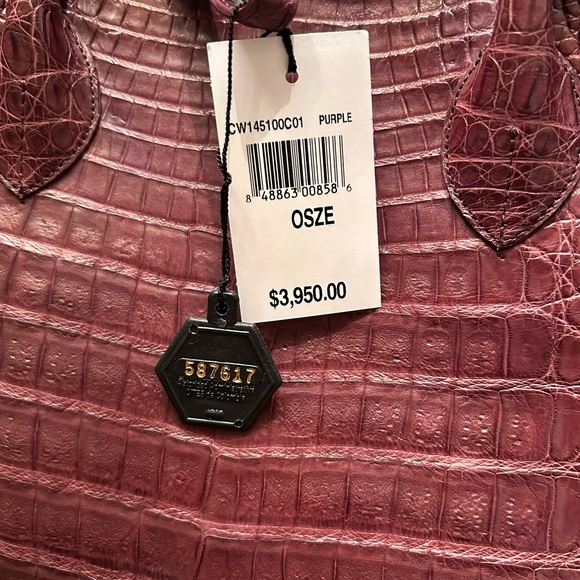 NANCY GONZALEZ PURPLE/PINK CROC EMBOSSED TOTE BAG - Picture 4 of 8